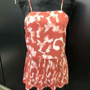 Nine West Pleated Empire Waist,pleated, sleeveless spaghetti strap,straight neck